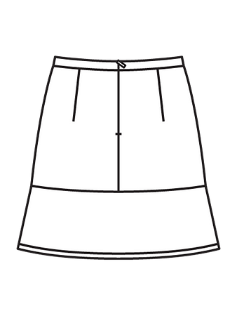 Технический рисунок юбки с отлетными деталями вид сзади