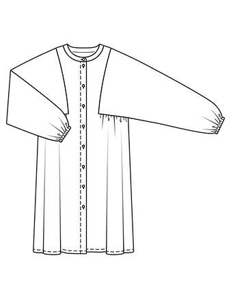 Технический рисунок платья с широкими рукавами
