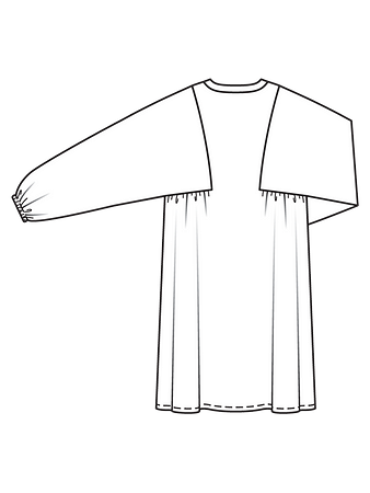 Технический рисунок платья с широкими рукавами спинка