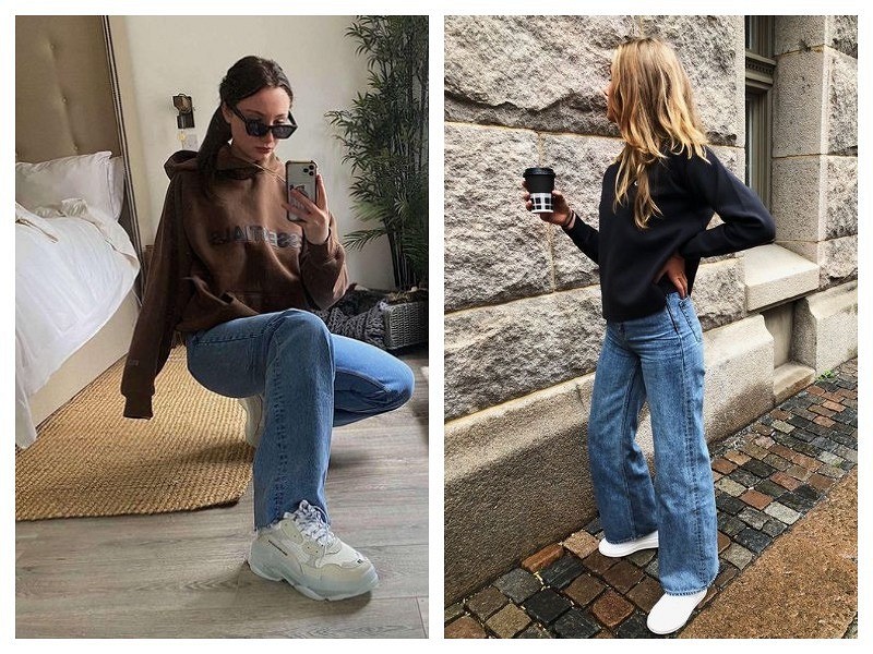 С чем носить широкие джинсы в 2022: 9 модных образов