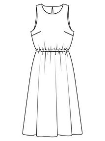 Технический рисунок платья с расклешенной юбкой