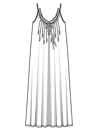 Технический рисунок длинного сарафана спинка