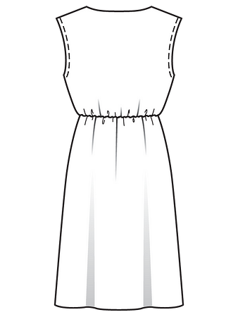 Технический рисунок платья простого кроя спинка