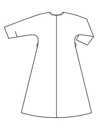 Технический рисунок расклешенного платья спинка
