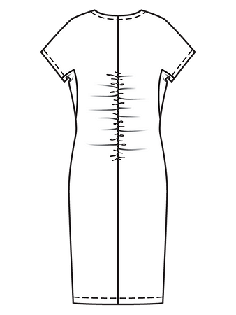 Технический рисунок трикотажного платья-футляр спинка