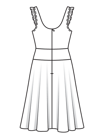 Технический рисунок платья-сарафан спинка