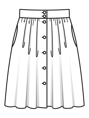 Технический рисунок юбки со складками