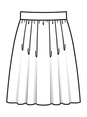 Технический рисунок юбки со складками вид сзади