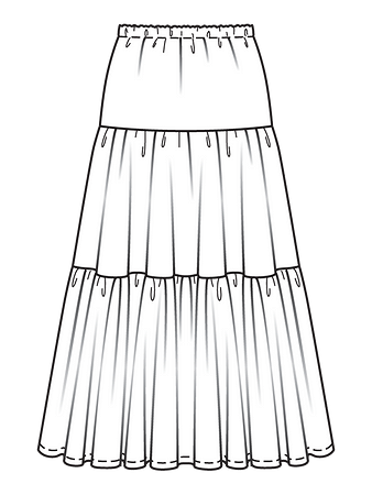 Технический рисунок многоярусной юбки