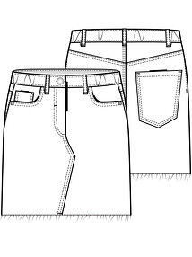 Технический рисунок джинсовой юбки для девочки