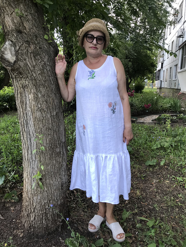 Платье льняное с машинной вышивкой от ElenaKurochkina