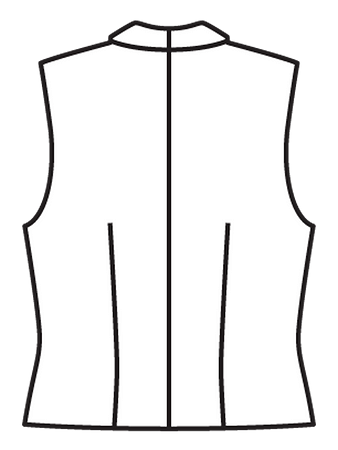 Технический рисунок жилета с шалевым воротником спинка