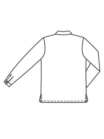 Технический рисунок блузки-рубашки прямого кроя спинка