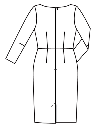 Технический рисунок трикотажного платья-футляр спинка