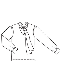 Технический рисунок блузки с шарфом