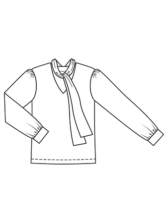 Технический рисунок блузки с шарфом