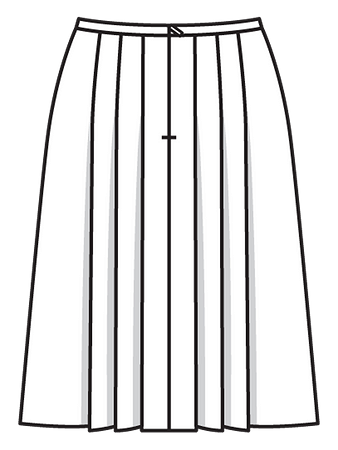 Технический рисунок юбки в складку вид сзади