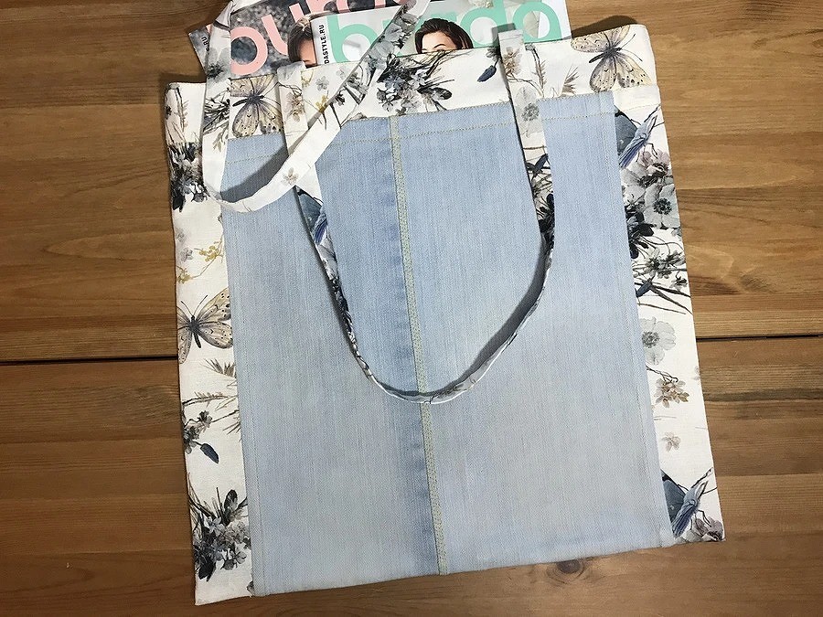 Шьем джинсовую сумку с клапаном, декорированным лоскутным блоко�м
