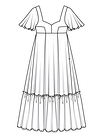 Макси-платье с рукавами-крылышками и оборкой