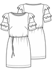 Платье с двойными воланами на рукавах
