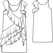 Платье с асимметричными воланами