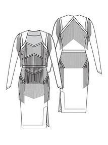 Технический рисунок платья-футляра в стиле чарльстон