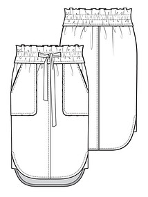 Технический рисунок юбки со скругленной линией низа