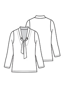 Технический рисунок блузки с оригинальным воротником