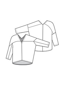 Технический рисунок блузки в стиле оверсайз