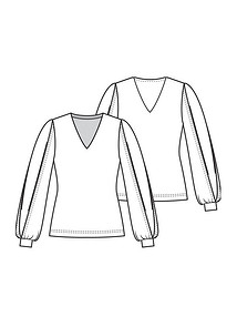 Технический рисунок пуловера с кружевными вставками