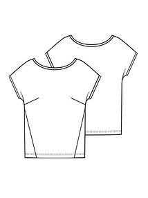 Технический рисунок блузки с цельнокроеными рукавами