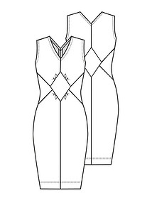 Технический рисунок платья с треугольными деталями