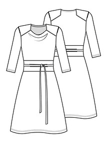 Технический рисунок платья с воланами