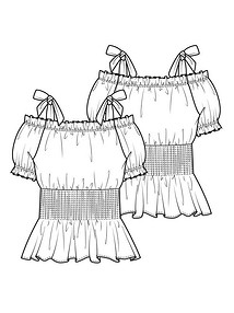 Технический рисунок блузки с открытыми плечами