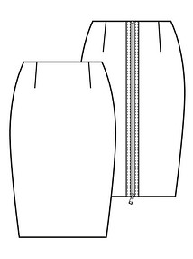 Технический рисунок юбки с разъмной застёжкой-молнией