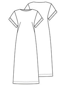 Технический рисунок длинного платья простого кроя