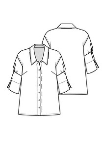 Технический рисунок блузки с широким воротником