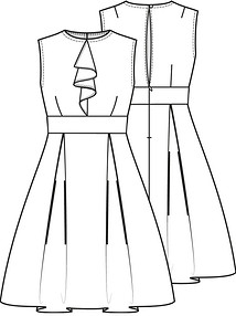 Технический рисунок платья с разрезом на спинке
