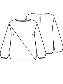 Технический рисунок двухцветной блузки