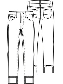 Технический рисунок узких джинсов