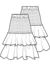 Технический рисунок юбки с оборками