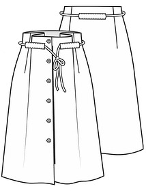 Технический рисунок юбки с широкими шлевками
