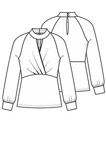 Технический рисунок блузки с имитацией запаха
