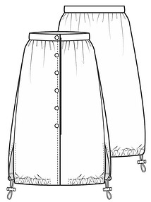 Технический рисунок юбки с застежкой на пуговицы