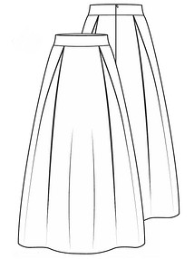 Технический рисунок юбки-макси со складками
