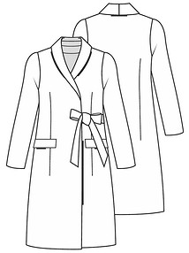 Технический рисунок пальто с шалевым воротником