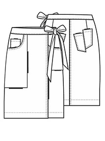 Технический рисунок юбки с асимметричными карманами