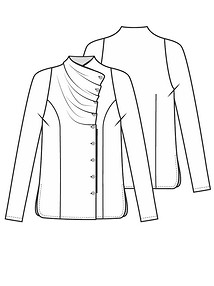 Технический рисунок блузки с асимметричной застежкой