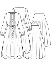 Технический рисунок платья со сквозной застежкой