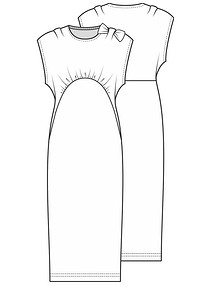 Технический рисунок платья с цельнокроеными рукавами